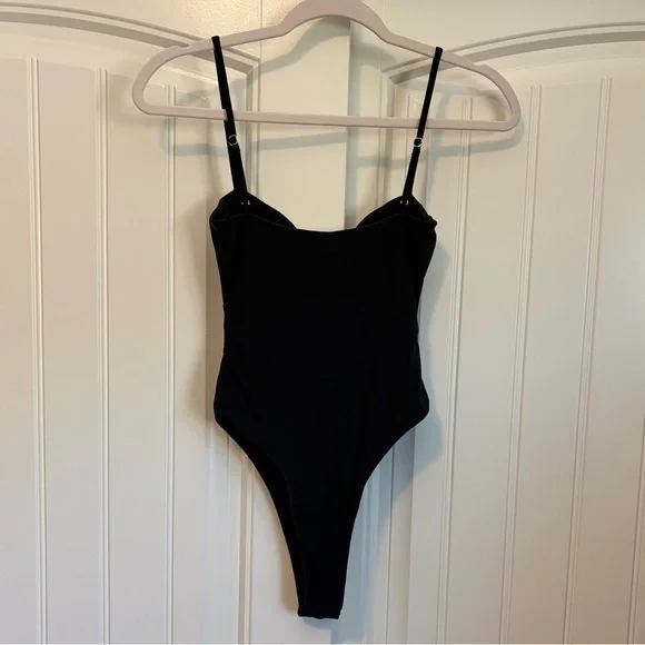GONZA one piece swimsuit square neck BLACK cheeky. High waist size small - Picture 2 of 5